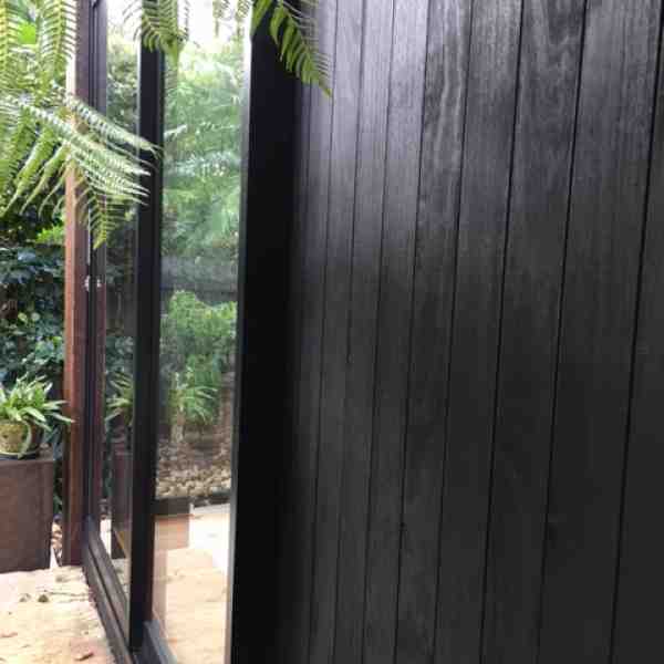 Charred timber cladding
