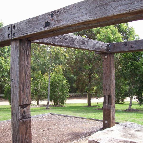 Weathered timber swing set