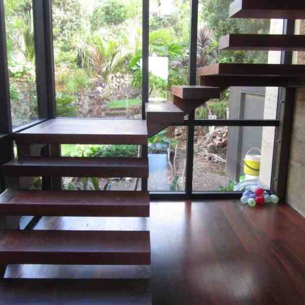 Forest Red Gum cantilevered staircase