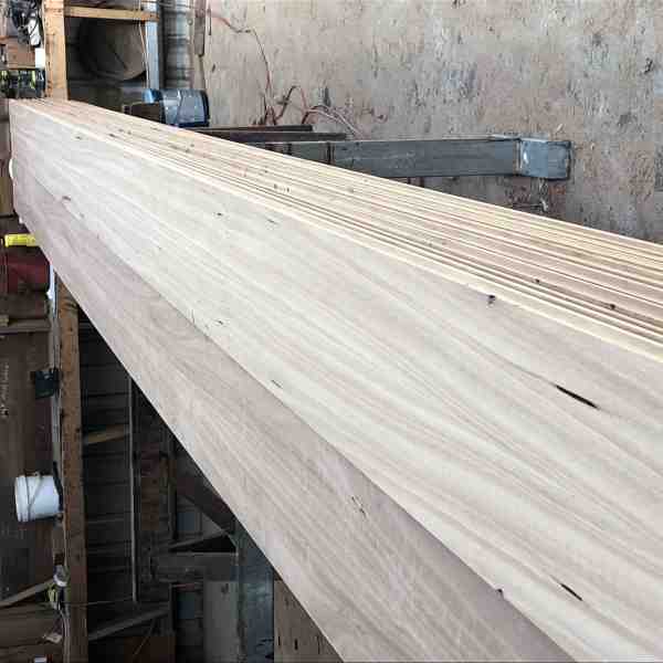 Bookmatched laminated blackbutt floorboards