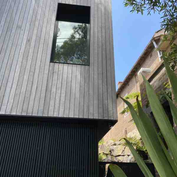 Pre aged grey external vertical cladding