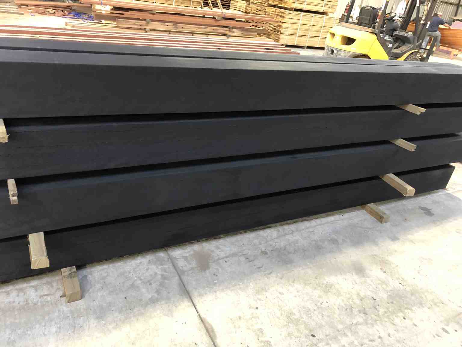 Charred wirebrush and cutek timber beams