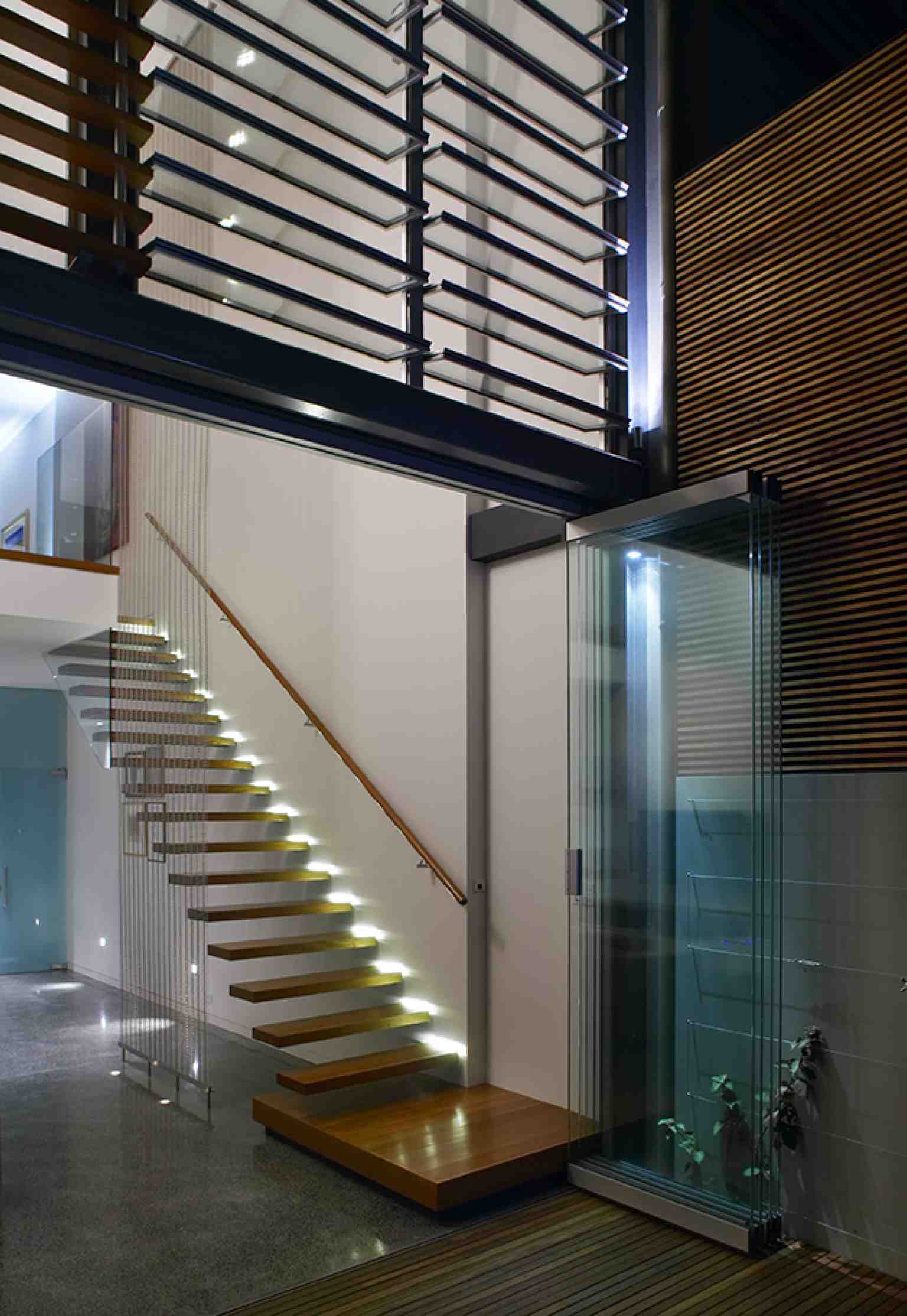 Brushbox suspended staircase