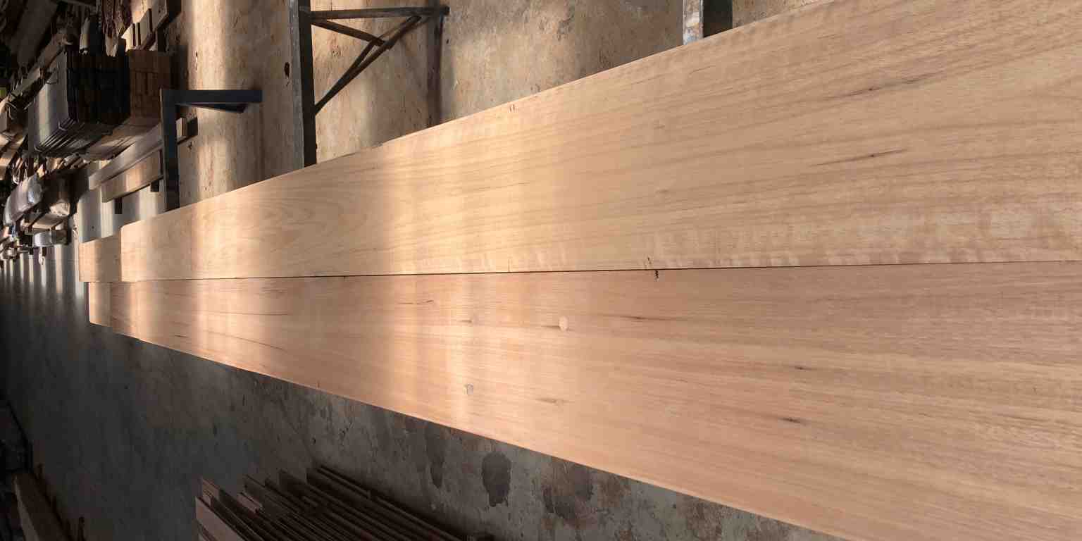 Bookmatched laminated Blackbutt floorboards